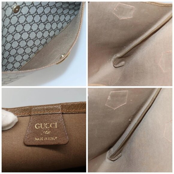 GUCCI GG Plus Supreme Web Sherry Line Tote Bag PVC Beige Red Green Auth ep9518 - Picture 15 of 16